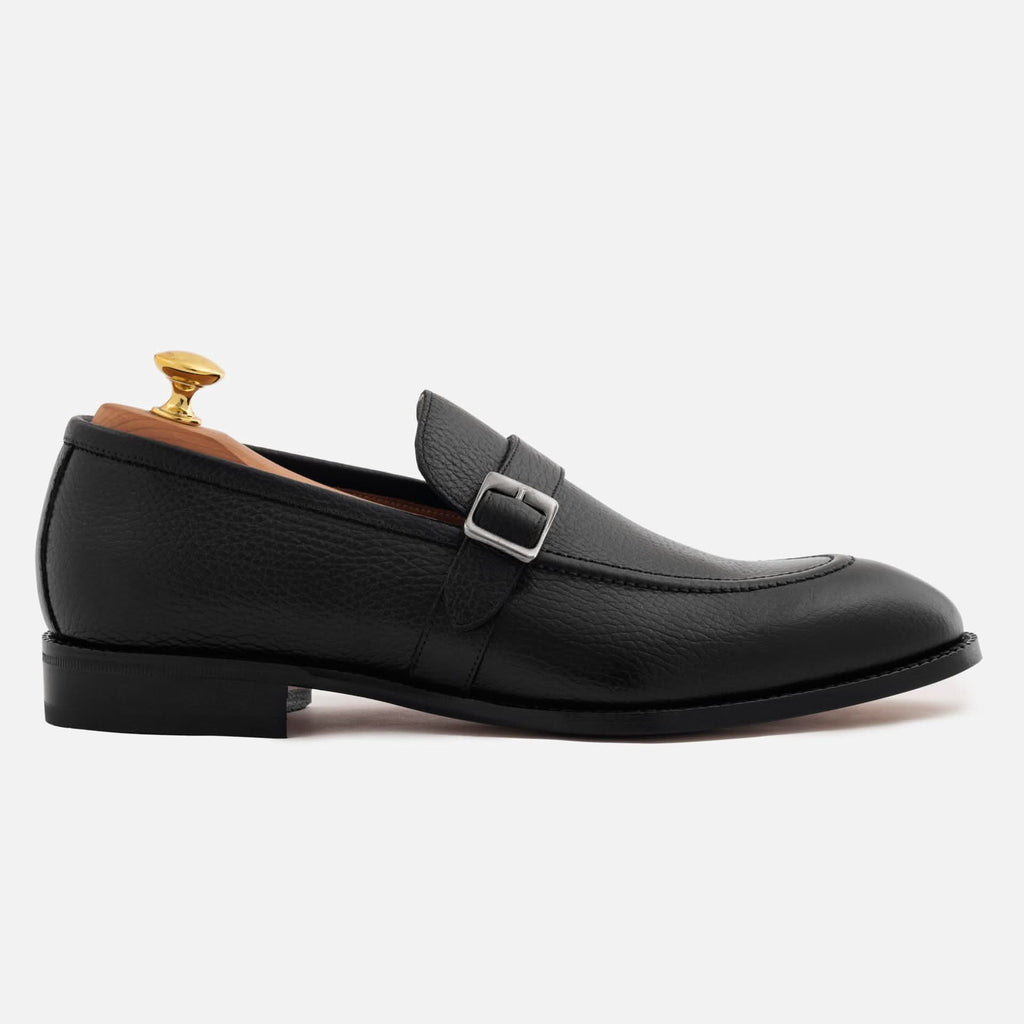 Archie Pebbled Leather Belted Loafers