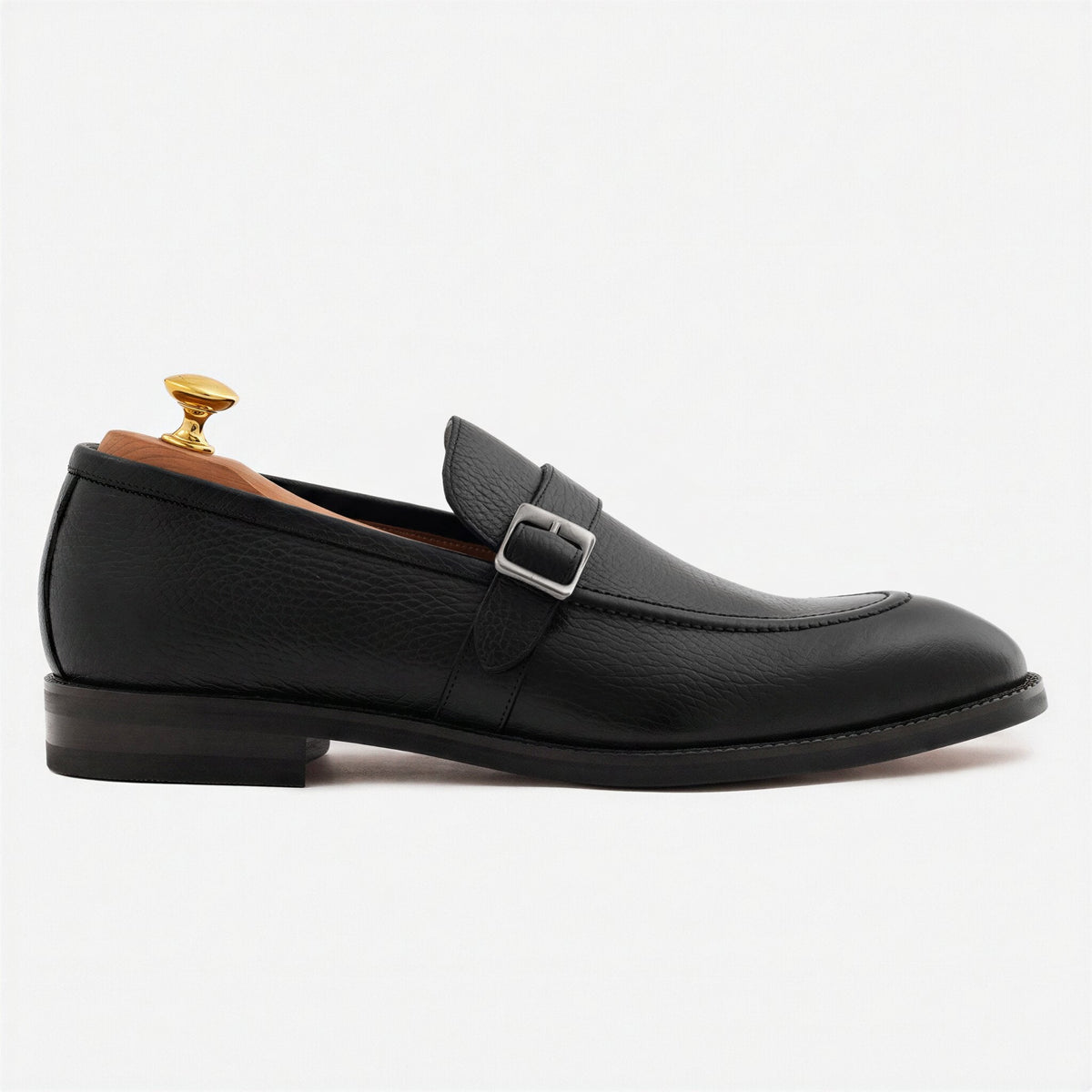 Archie Pebbled Leather Belted Loafers
