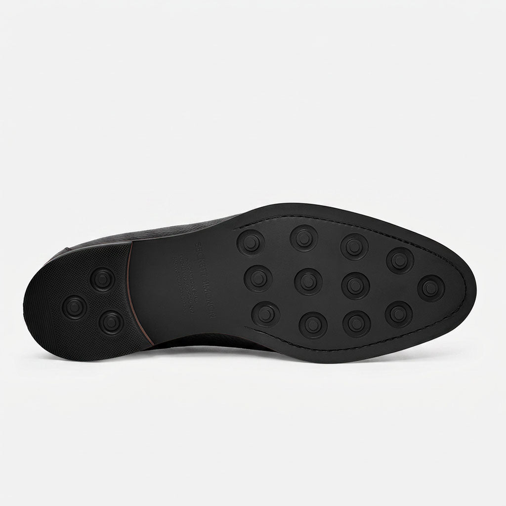 Archie Pebbled Leather Belted Loafers