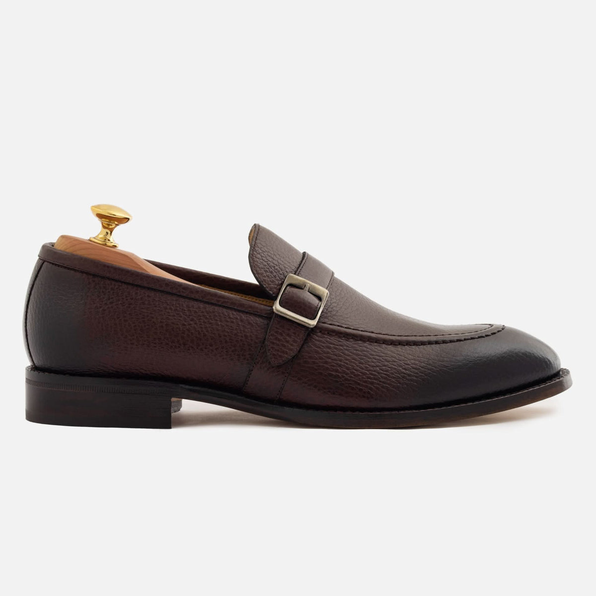 Archie Pebbled Leather Belted Loafers