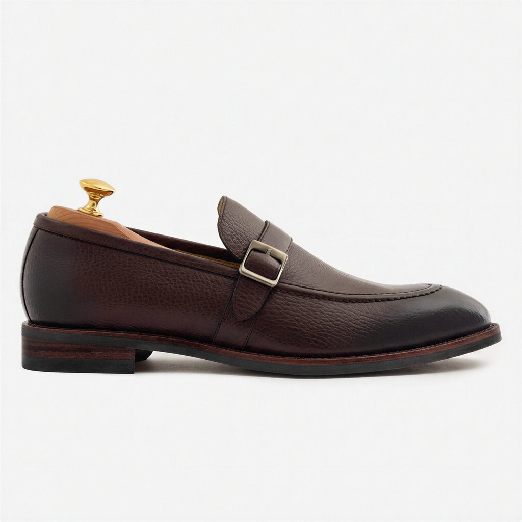 Archie Pebbled Leather Belted Loafers