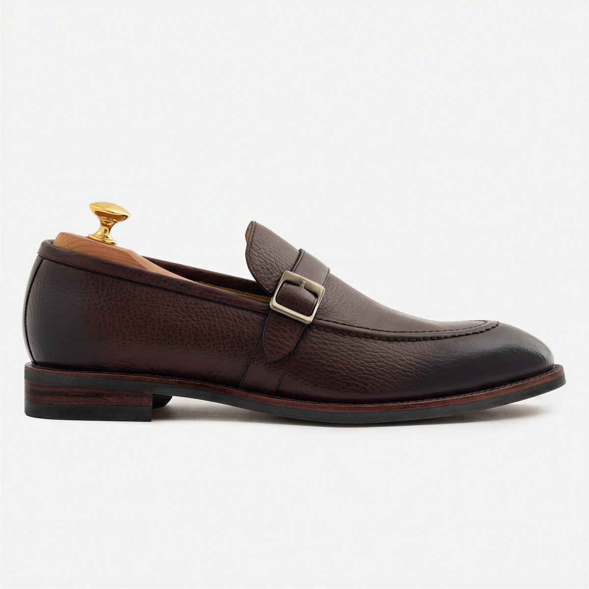 Archie Pebbled Leather Belted Loafers
