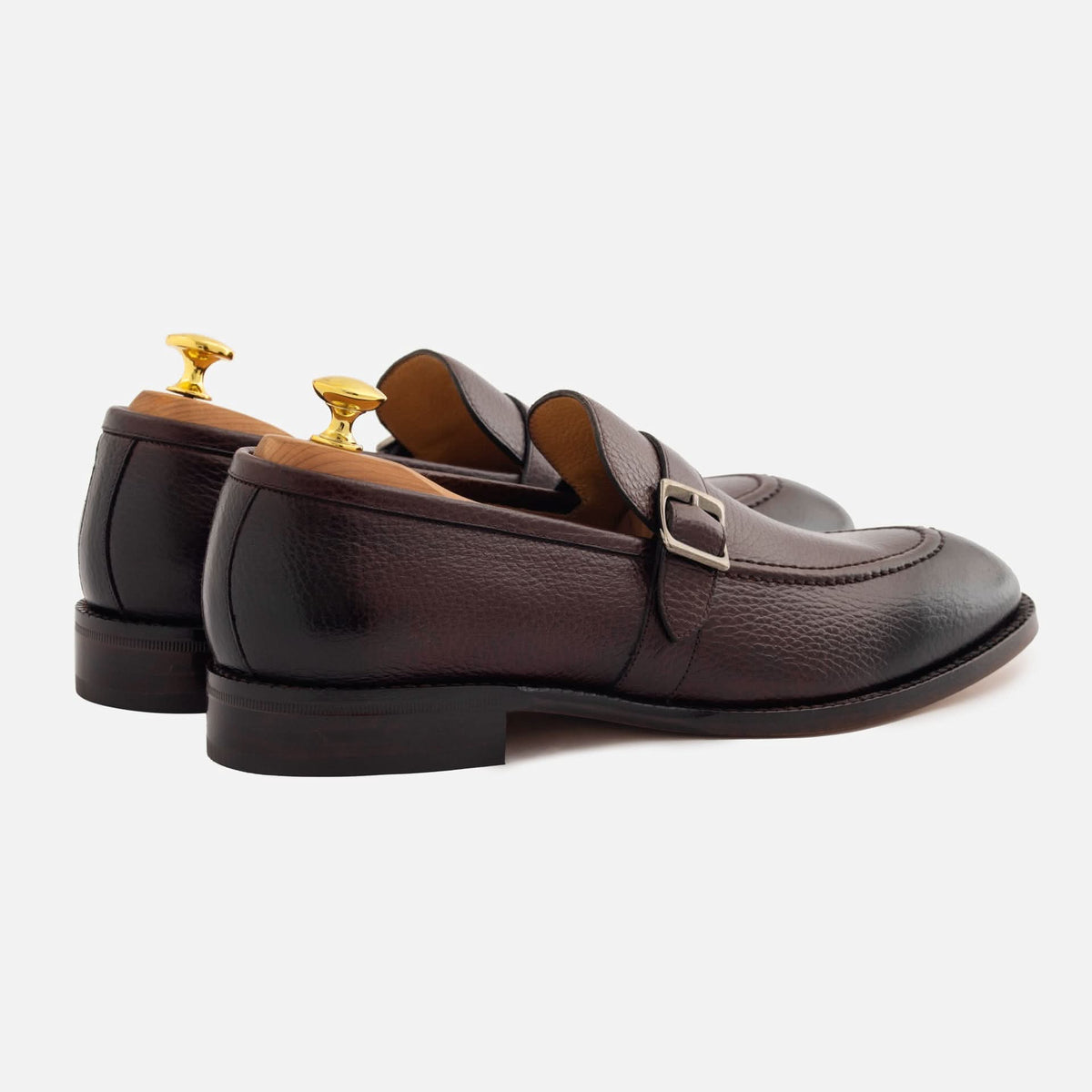 Archie Pebbled Leather Belted Loafers