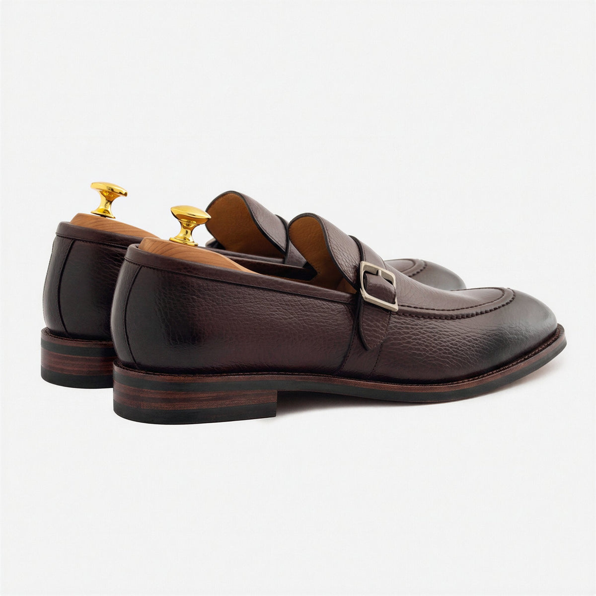 Archie Pebbled Leather Belted Loafers