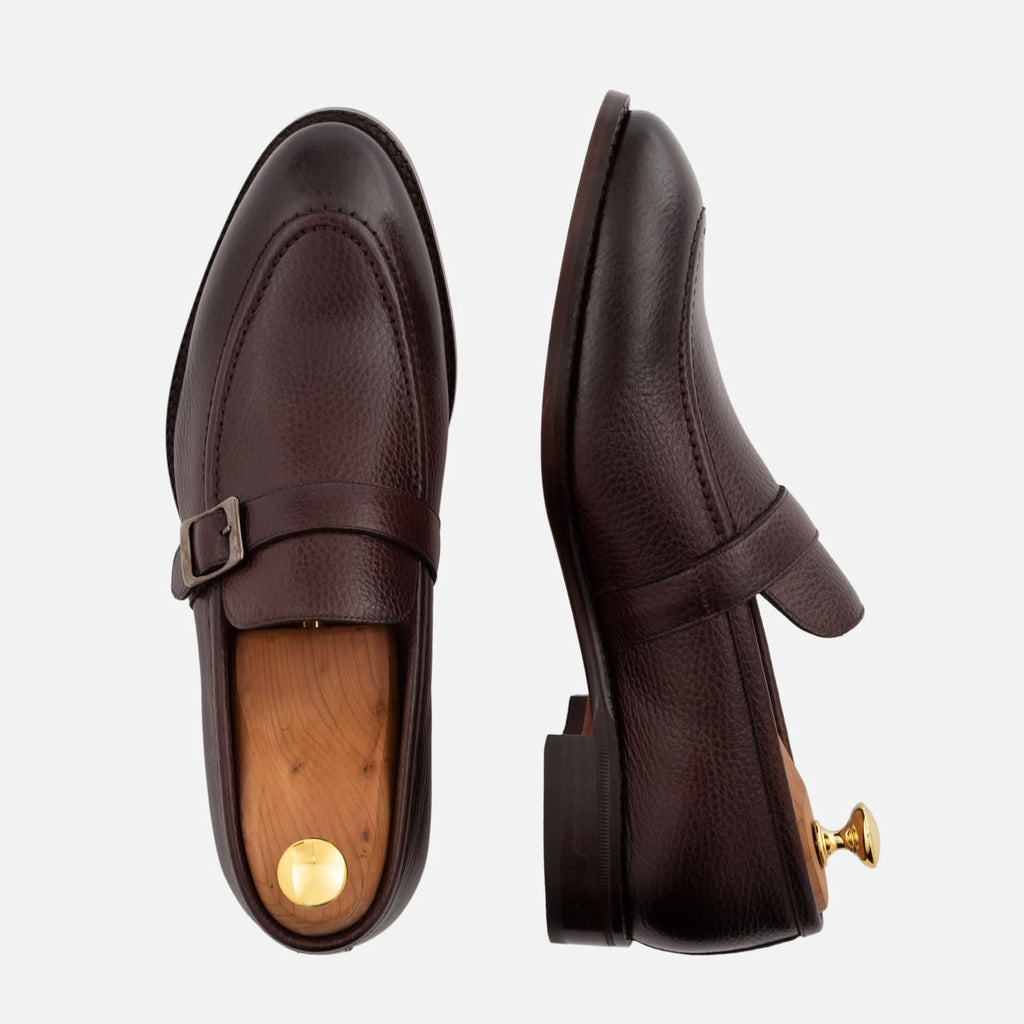 Archie Pebbled Leather Belted Loafers