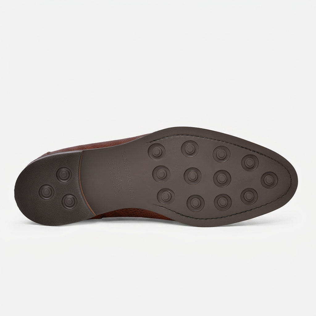 Archie Pebbled Leather Belted Loafers